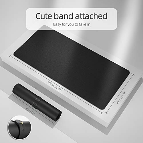 YSAGi Almohadilla Multifuncional de Escritorio de Oficina, Alfombrilla de Ratón,Cuero PU Antideslizante,90 x 43 cm,Impermeable, Utilizable por ​Ambos Lados, Para Oficina/Hogar (Negro)