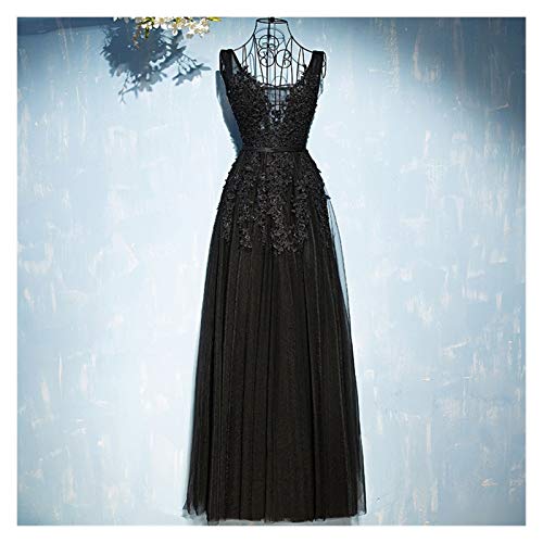 YTG Sexy Vestido de noite com Decote em v Robe de soirée 2020 Alta Qualidade Cinza Tule com Apliques Vestidos de noite Vestido de Festa Longo (Color : Céu Azul, Size : 10)