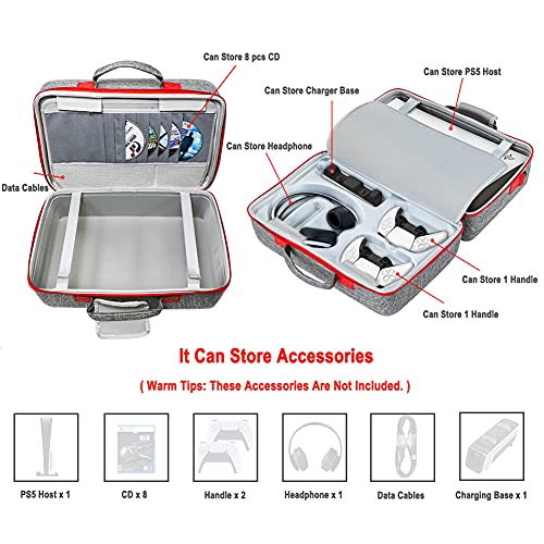 Yuhtech Estuche de Viaje para PS5 Consola, Bolsa de Almacenamiento para Controlador Playstation PS5, Consola PS5, Auriculares para Juegos y Accesorios para Juegos