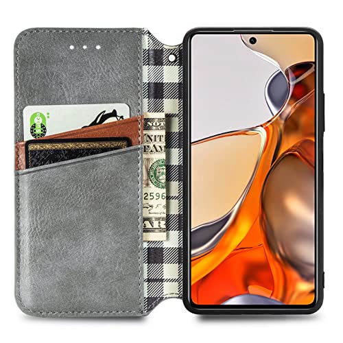 YukeTop Funda para Honor Play4, Carcasa de Billetera de Cuero PU de Primera Calidad, Ranuras para Tarjetas, Fundas Case para Honor Play4.(Gris)