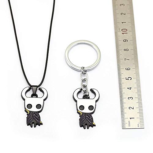 YUNMENG Juego Hollow Knight Metal Llavero de aleación de Esmalte Colgante Collar Cadena de Cuero Gargantilla Llavero joyería para Hombre