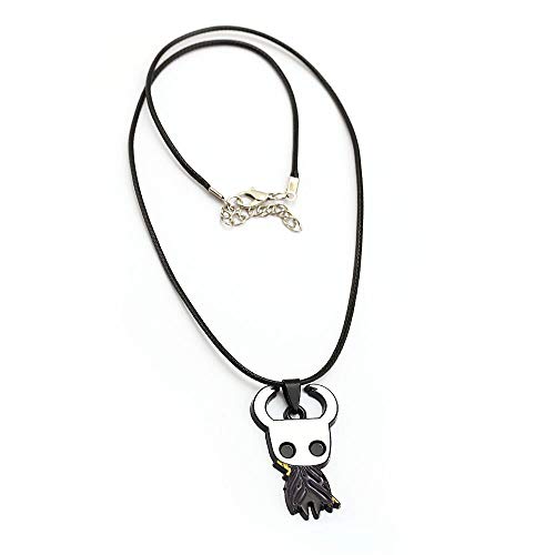 YUNMENG Juego Hollow Knight Metal Llavero de aleación de Esmalte Colgante Collar Cadena de Cuero Gargantilla Llavero joyería para Hombre