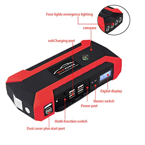Yunso 89800mAh 4 USB portátil coche Jump Starter Pack Booster Cargador Batería Power Bank