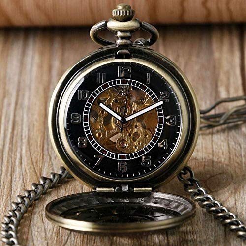 Yxxc Reloj de Bolsillo Cool Steam Poker Diseño único Reloj de Bolsillo de Bronce Reloj mecánico automático Fob Reloj Antiguo Vintage Relogio De Bolso