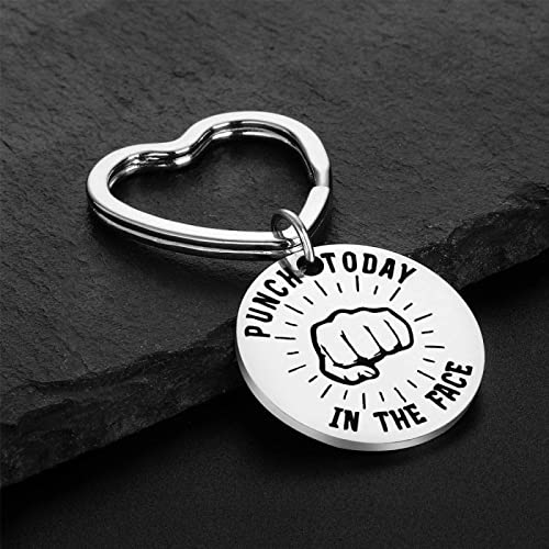 YYHMKB PUNCH TODAY regalo de acero inoxidable TN THE FACE medallón de metal 2 piezas