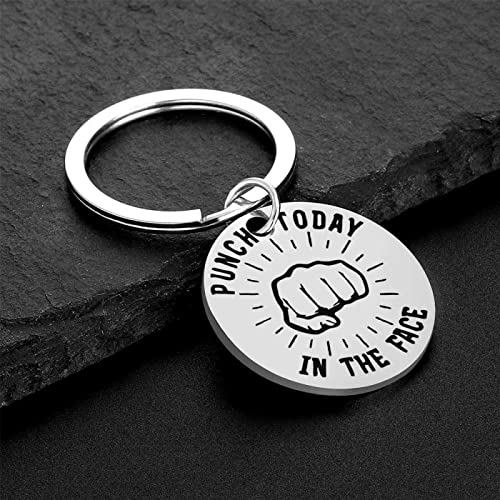 YYHMKB PUNCH TODAY regalo de acero inoxidable TN THE FACE medallón de metal 2 piezas