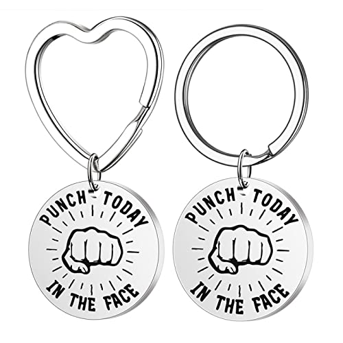 YYHMKB PUNCH TODAY regalo de acero inoxidable TN THE FACE medallón de metal 2 piezas