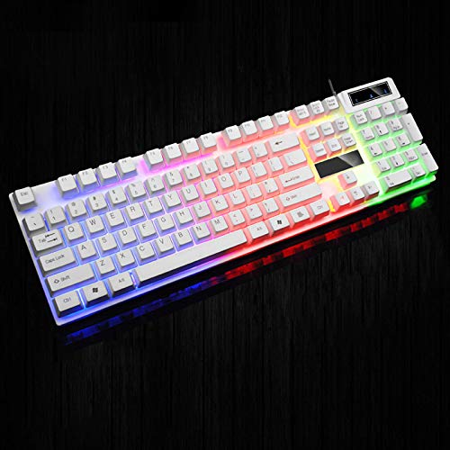 YZCH Gaming Keyboard,Wired Rainbow Led Backlit 104 Keys Mechanical Fell Wired USB Keyboards,RGB LED Backlit for Overwatch LOL