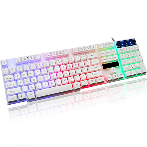 YZCH Gaming Keyboard,Wired Rainbow Led Backlit 104 Keys Mechanical Fell Wired USB Keyboards,RGB LED Backlit for Overwatch LOL
