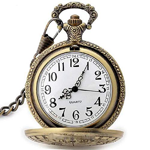 ZHAOXIANGXIANG Reloj De Bolsillo,Antiguo Retro Brújula Diseño Bolsillo Wacth Cadena Collar Colgante Steam Punk Cadena Reloj De Bolsillo Reloj Regalos