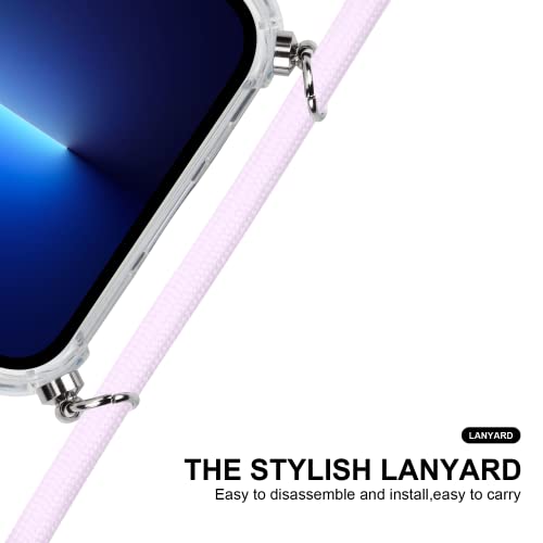 ZhuoFan Funda con Cuerda para Motorola Moto G9 Play / E7 Plus Cárcasa Transparente Brillante Glitter Rígida PC y Silicona con Correa Colgante Ajustable Collar Correa de Cuello Cadena Cordón, Arcoíris