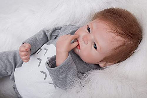 ZIYIUI 22inch 55 cm Muñeca Reborn Bebé Niño Pequeño Suave Silicona Vinilo Realista Reborn Baby Doll Niñas Juguetes Bebes Recien Nacidos Ojos Abiertos Recién Nacido Niño