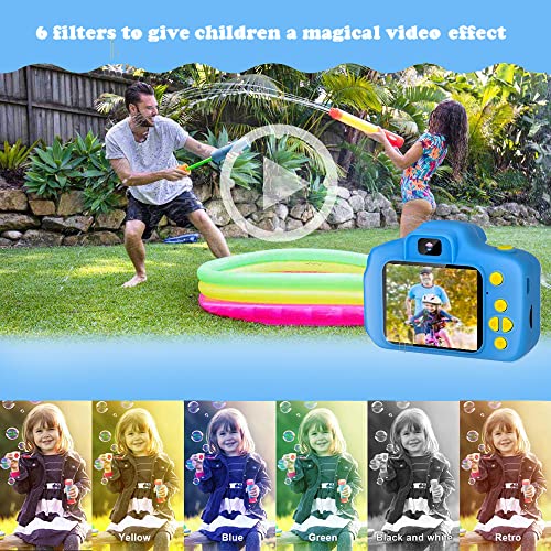 ZStarlite Cámara Digital para Niños, 1080P 2.0" HD Selfie Video Cámara Infantil, Regalos Ideales para Niños Niñas de 3-10 Años, con Tarjeta TF 32 GB, Lector de Tarjetas (Azul Amarillo)