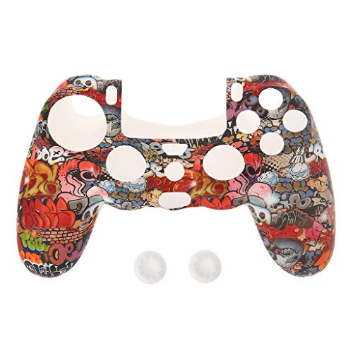ZZALLL Gamepad Controller Funda Protectora Funda de Silicona + 2 Tapas de Agarre para PS4