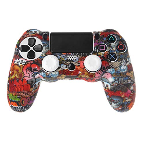 ZZALLL Gamepad Controller Funda Protectora Funda de Silicona + 2 Tapas de Agarre para PS4