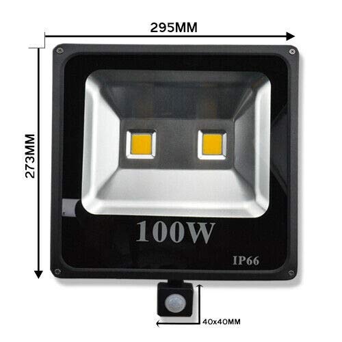 100 W LED sensor de movimiento lámpara paisaje impermeable IP66 blanco