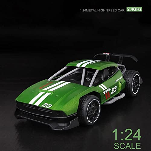 1/24 Scale Flat Running Rally Remote Control Car 2.4G Electric Racing RC Racing Vehicle High-Speed Drift RC Car Alloy RC Car Model Gifts for Boys and Girls (Green)