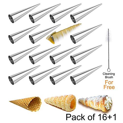 16 Unidades Moldes de Cannoli de Acero Inoxidable para Panqueques, LAEMALLS Moldes de Croissant Hornear Tubos para Croissant Shell Cream Roll, Revestimiento Antiadherente - Utensilios de Repostería#2