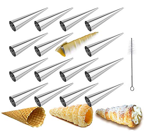 16 Unidades Moldes de Cannoli de Acero Inoxidable para Panqueques, LAEMALLS Moldes de Croissant Hornear Tubos para Croissant Shell Cream Roll, Revestimiento Antiadherente - Utensilios de Repostería#2