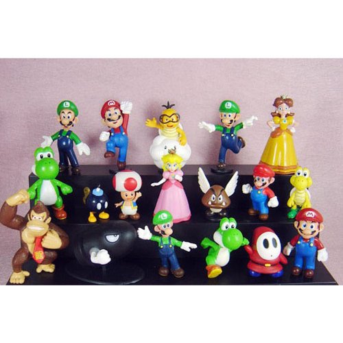 18Pcs Set 1-3" Super Mario Bros Figure Toy Doll Pvc Figure Collectors By Sanlise