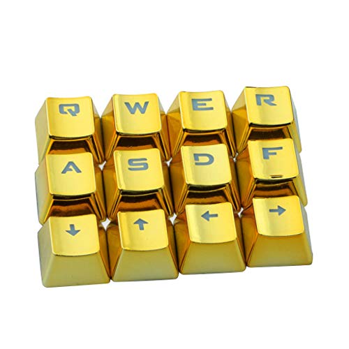 2-Key Pbt Keycaps Transmisión de luz de personalidad de metal chapado en oro compatible con la mayoría de los interruptores OEM Cherry MX teclado