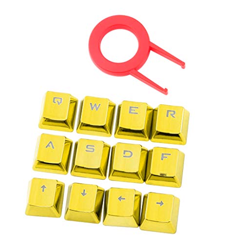 2-Key Pbt Keycaps Transmisión de luz de personalidad de metal chapado en oro compatible con la mayoría de los interruptores OEM Cherry MX teclado