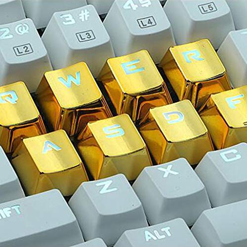 2-Key Pbt Keycaps Transmisión de luz de personalidad de metal chapado en oro compatible con la mayoría de los interruptores OEM Cherry MX teclado