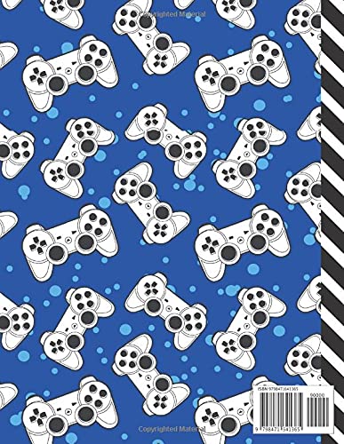 2022 Calendar and Notebook In One: 8.5x11 Monthly Planner with Note Paper Combo / White Game Controller on Blue Dot Art / Large Organizer With Whole ... Ruled Lined Sheets / Life Organizing Gift