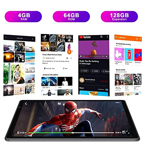 2022 FACETEL Tablet 10 Pulgadas Android 11 OS, Tableta Octa-Core 4GB RAM 64GB ROM(128GB Expandible), 5G+2.4G WiFi |5MP+8MP |Pantalla HD IPS |8000mAh |Bluetooth | Teclado+Ratón - Cuerpo de Metal Gris