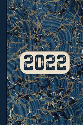 2022 Page-A-Day Diary / Monogram Marble Notebook / Blue Ginger Edition: Blank lined diary-notebook-journal for 2022 projects. One day per page, dated & ruled. Plus calendar, title and notes pages