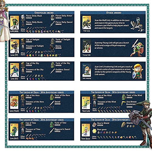 25 Tarjetas NFC Amiibo para el Descanso Salvaje de La Leyenda de Zelda/Leyenda de Zelda: la Espada del Cielo HD Compatible Switch/Switch Lite/Wii U