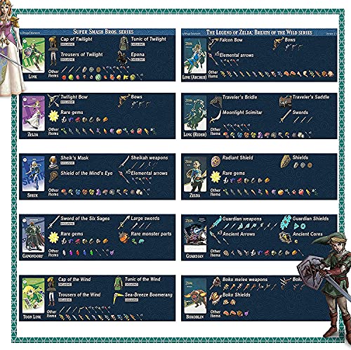 25 Tarjetas NFC Amiibo para el Descanso Salvaje de La Leyenda de Zelda/Leyenda de Zelda: la Espada del Cielo HD Compatible Switch/Switch Lite/Wii U