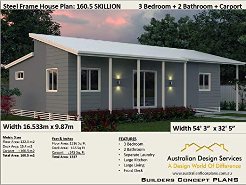 3 Bedroom House Plan - 3 Bedroom 2 Bathroom 2 Car: Concept plans includes detailed floor plan and elevation plans Small Home House Plan (house plans under 1500 sq ft) (English Edition)