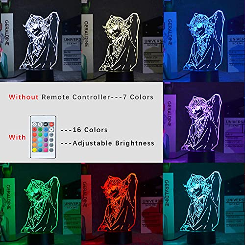 3D Illusion lampada tavolo umore Luce notturna Acrilico Bl Anime Yarichin Bitch Club Yuri Ayato per la camera da letto Evening Decor Yarichin Bitch-16 Colors With Remote