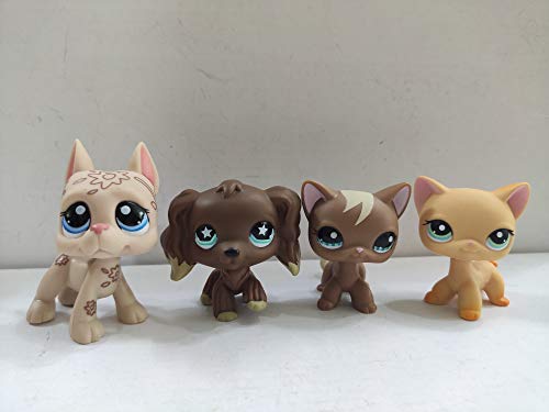 4pcs/Set Littlest Pet Shop Short Hair Cats Cocker Spaniel Dog Great Dane Dog LPS Animal Figure Toys