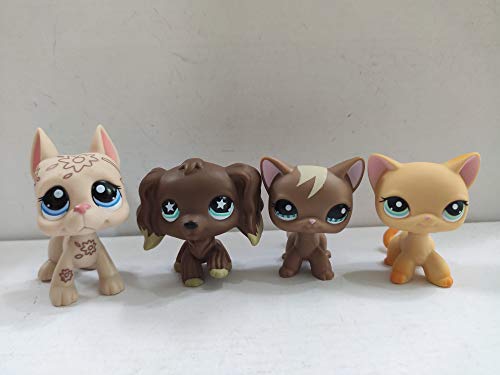 4pcs/Set Littlest Pet Shop Short Hair Cats Cocker Spaniel Dog Great Dane Dog LPS Animal Figure Toys