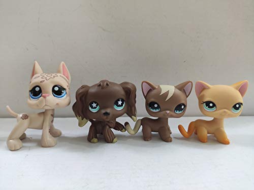 4pcs/Set Littlest Pet Shop Short Hair Cats Cocker Spaniel Dog Great Dane Dog LPS Animal Figure Toys