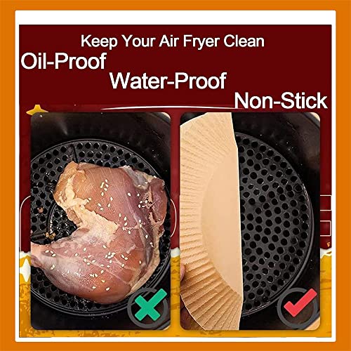 50/100PCS Air Fryer Disposable Paper Liner, Oil-Proof Parchment Round Baking Paper, Non-Stick Air Fryer Liners, Round Without Hole, Suitable for Fryer, Steamer, Microwave Oven (White,50Pcs)