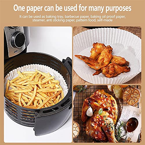 50/100PCS Air Fryer Disposable Paper Liner, Oil-Proof Parchment Round Baking Paper, Non-Stick Air Fryer Liners, Round Without Hole, Suitable for Fryer, Steamer, Microwave Oven (White,50Pcs)
