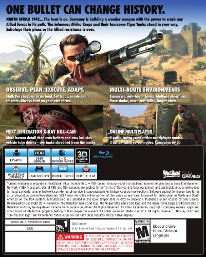 505 Games Sniper Elite 3 PS4 - Juego (PlayStation 4, Shooter, RP (Clasificación pendiente))