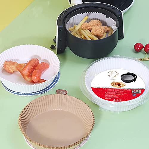 50Pcs Air Fryer Liners, Air Fryer Paper Liner, Natural Air Fryer Parchment Paper, Air Fryer Parchment Paper Liners Non-Stick Disposable, Suitable for Fryer, Steamer, Microwave Oven (Original wood)