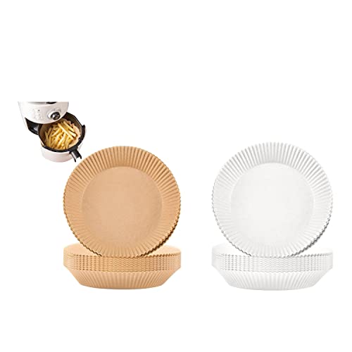 50Pcs Air Fryer Liners, Air Fryer Paper Liner, Natural Air Fryer Parchment Paper, Air Fryer Parchment Paper Liners Non-Stick Disposable, Suitable for Fryer, Steamer, Microwave Oven (Original wood)