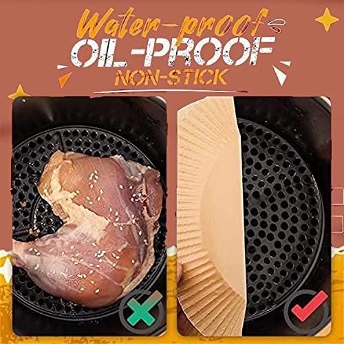 50Pcs Air Fryer Liners, Air Fryer Paper Liner, Natural Air Fryer Parchment Paper, Air Fryer Parchment Paper Liners Non-Stick Disposable, Suitable for Fryer, Steamer, Microwave Oven (Original wood)