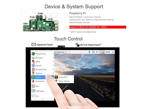 5inch DSI LCD 800×480 Resolution Capacitive Touch Display Screen for Raspberry Pi 4B/3B+/3A+/3B/2B/B+/A+ Compute Module 3+ Compute Module 3