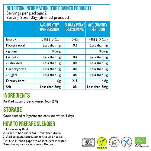 6x Slendier Bio Konjac Lasaña 400g