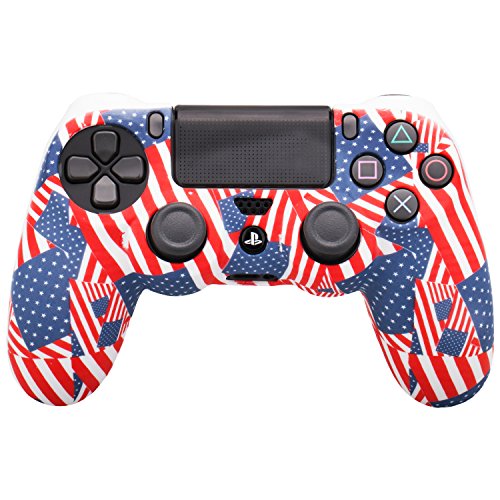 9CDeer 2 Piezas de Silicona Transferencia de Agua Protector Manga Caso Cubrir Piel Cover Skin 8 Thumb Grip 2 Conjuntos de a Prueba de Polvo Enchufe para Mando PS4/Slim/Pro Paquete de 2 US dólares