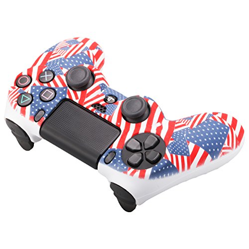 9CDeer 2 Piezas de Silicona Transferencia de Agua Protector Manga Caso Cubrir Piel Cover Skin 8 Thumb Grip 2 Conjuntos de a Prueba de Polvo Enchufe para Mando PS4/Slim/Pro Paquete de 2 US dólares