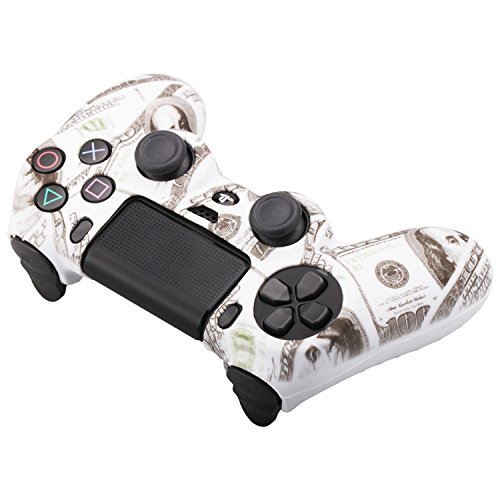 9CDeer 2 Piezas de Silicona Transferencia de Agua Protector Manga Caso Cubrir Piel Cover Skin 8 Thumb Grip 2 Conjuntos de a Prueba de Polvo Enchufe para Mando PS4/Slim/Pro Paquete de 2 US dólares