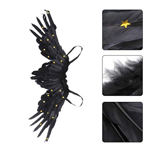 ABOOFAN Halloween Alas de Ángel Negro Ángel de La Oscuridad Accesorios de Disfraces Ángel Cosplay Alas Fiesta de Halloween Tocado para Mujeres Niñas