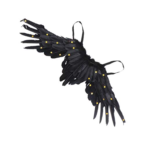 ABOOFAN Halloween Alas de Ángel Negro Ángel de La Oscuridad Accesorios de Disfraces Ángel Cosplay Alas Fiesta de Halloween Tocado para Mujeres Niñas